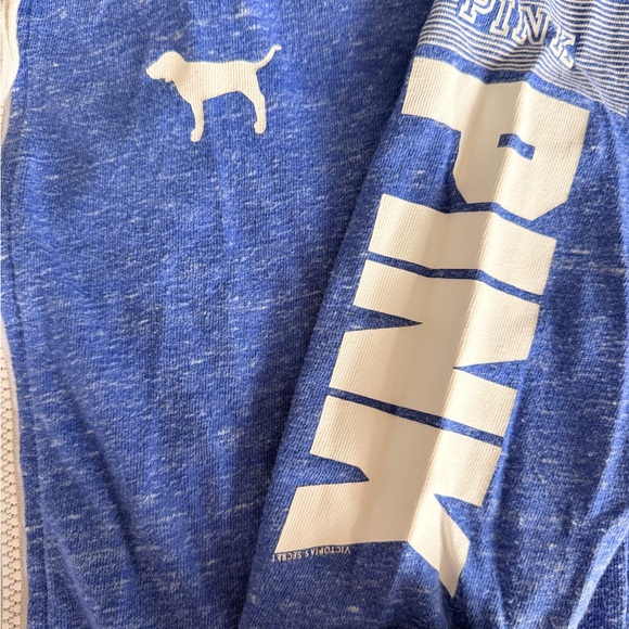 PINK Victoria's Secret Blue Hoodie with White Drawstrings - Picture 5 of 6